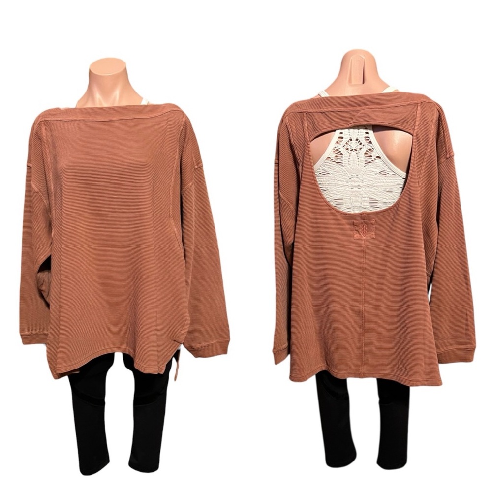 FP Movement by Free People Brown Open-Back Sweatshirt